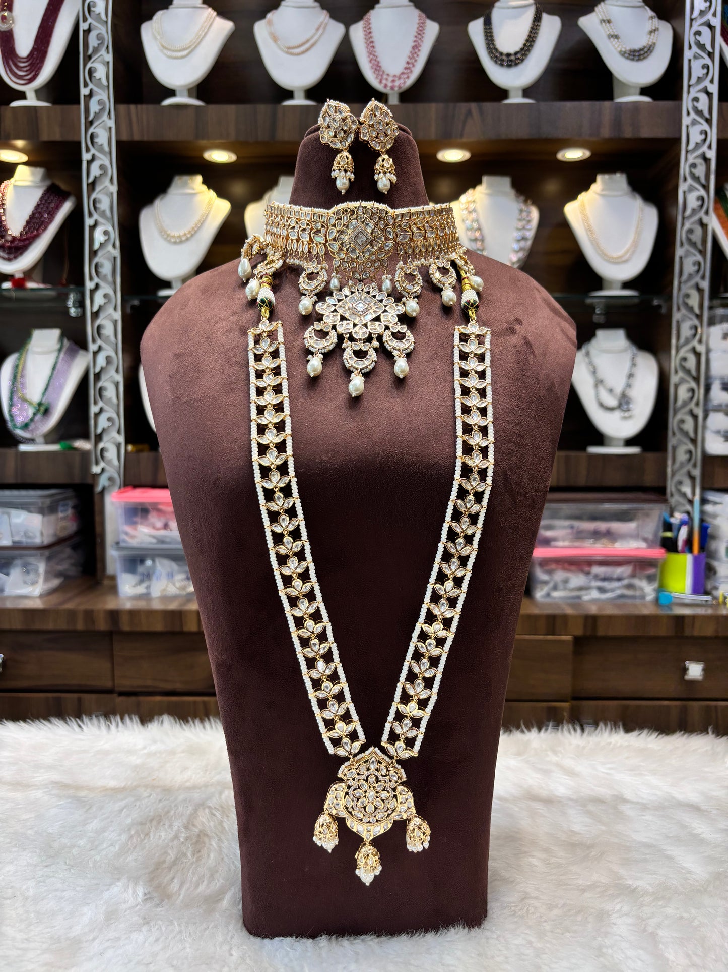 Bridal Kundan & Pearl Jewellery Set – Heavy Choker with Raani Haar