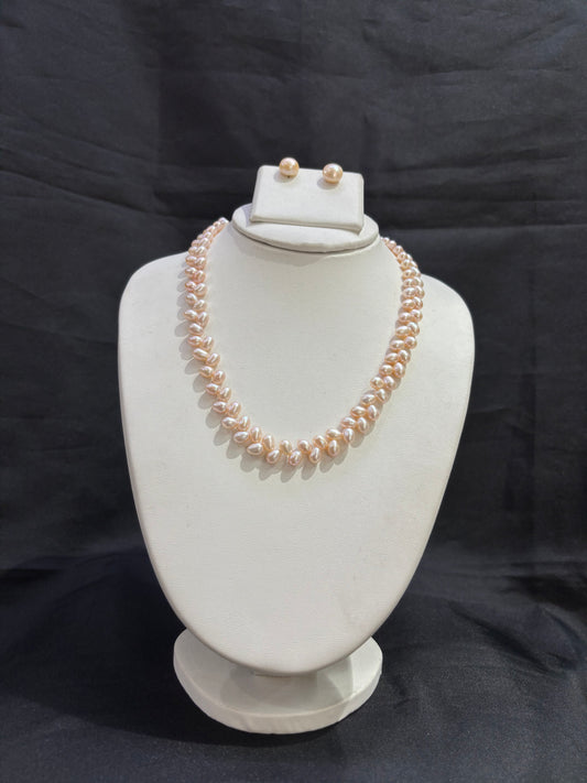 Peach Freshwater Pearl Necklace Set – Code 50062