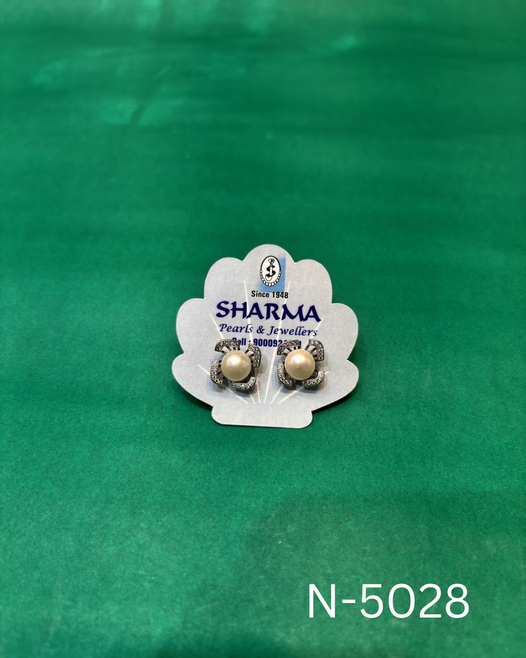 Freshwater Pearl Geometric Crystal Stud Earrings