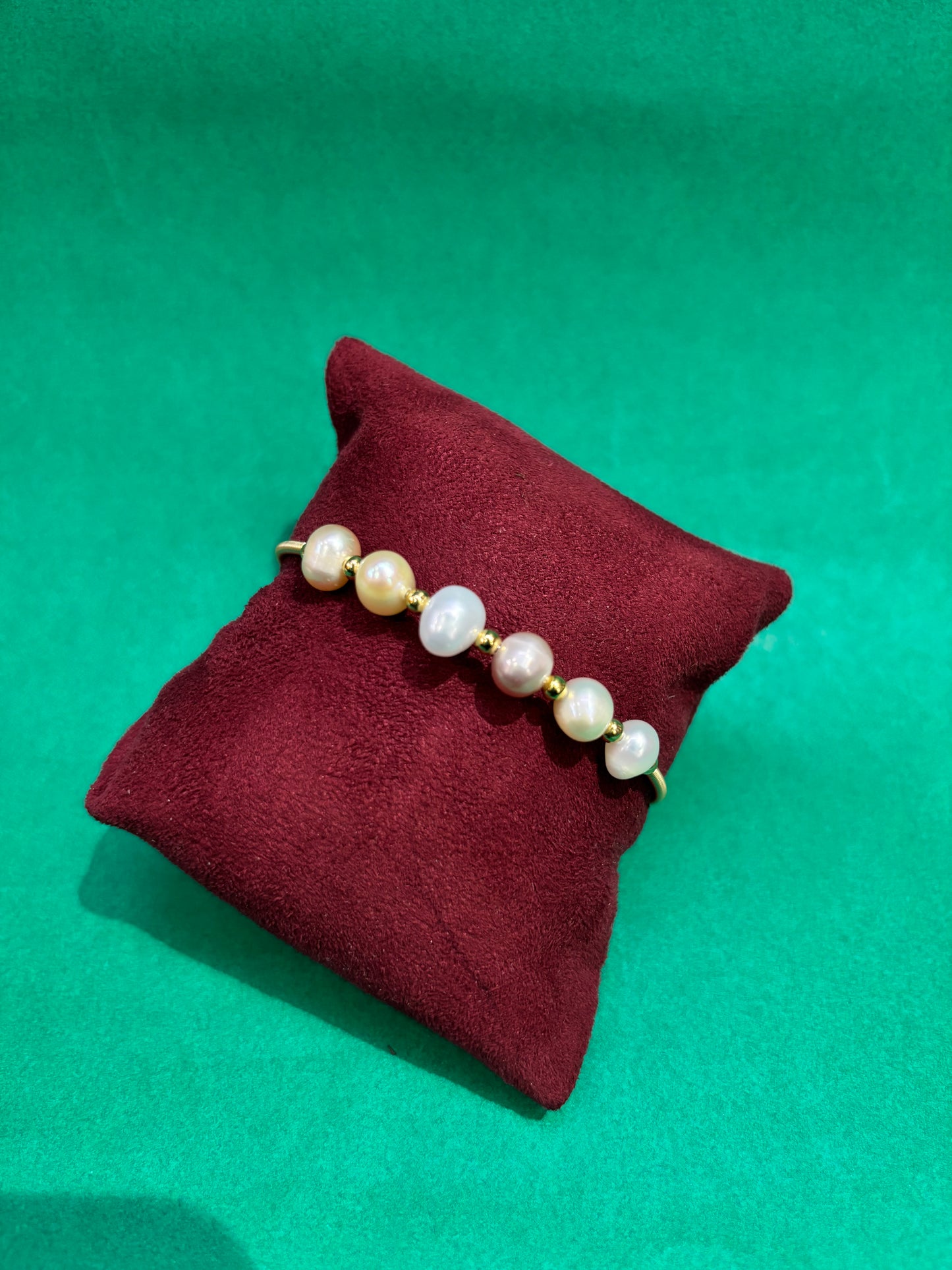 Pastel Freshwater Pearl Gold-Tone Bracelet