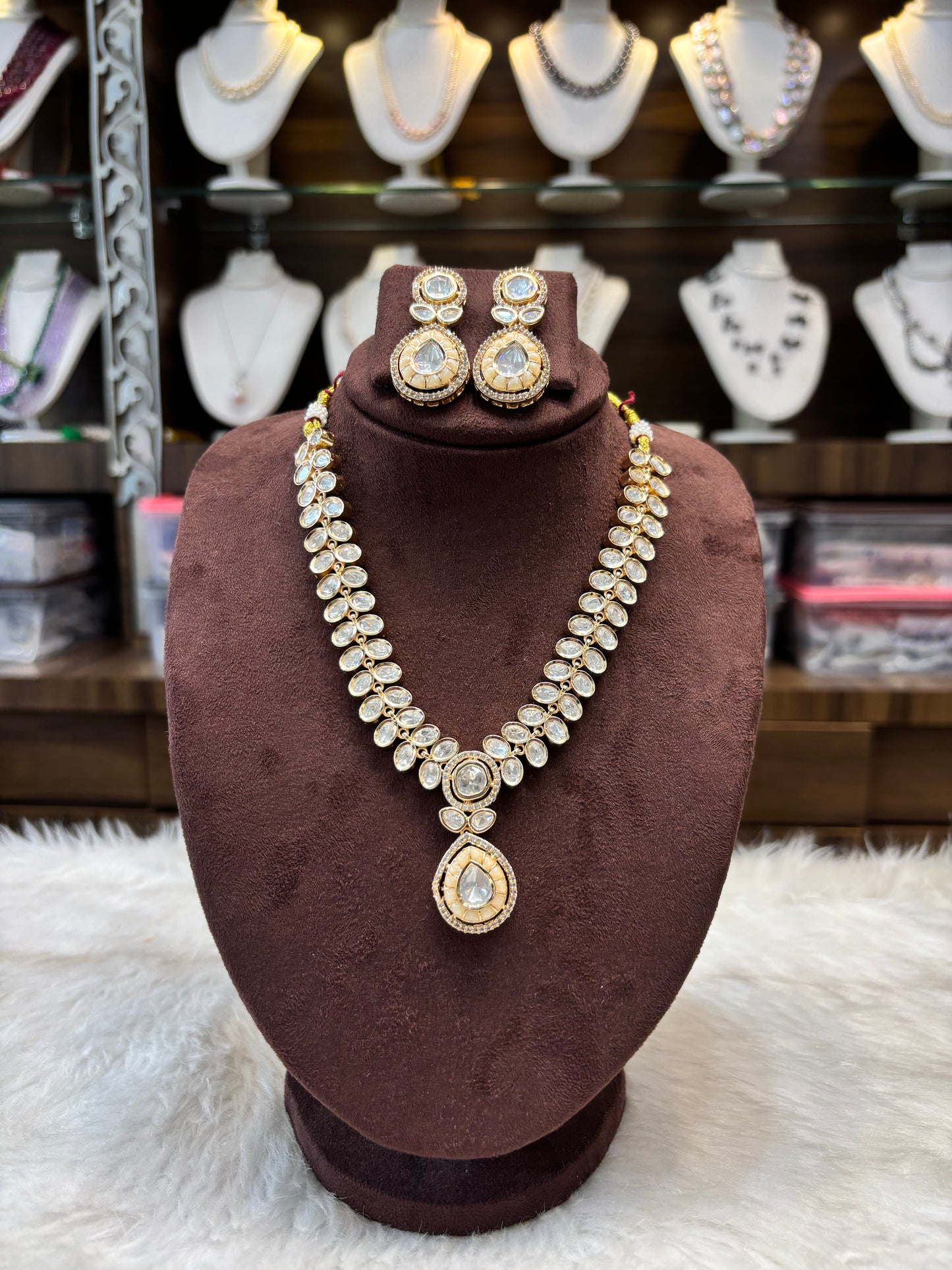 Bridal Kundan & Pearl Necklace Set with Earrings