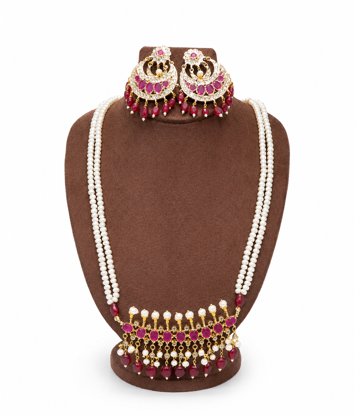 Freshwater Pearl Ruby Choker Necklace Set