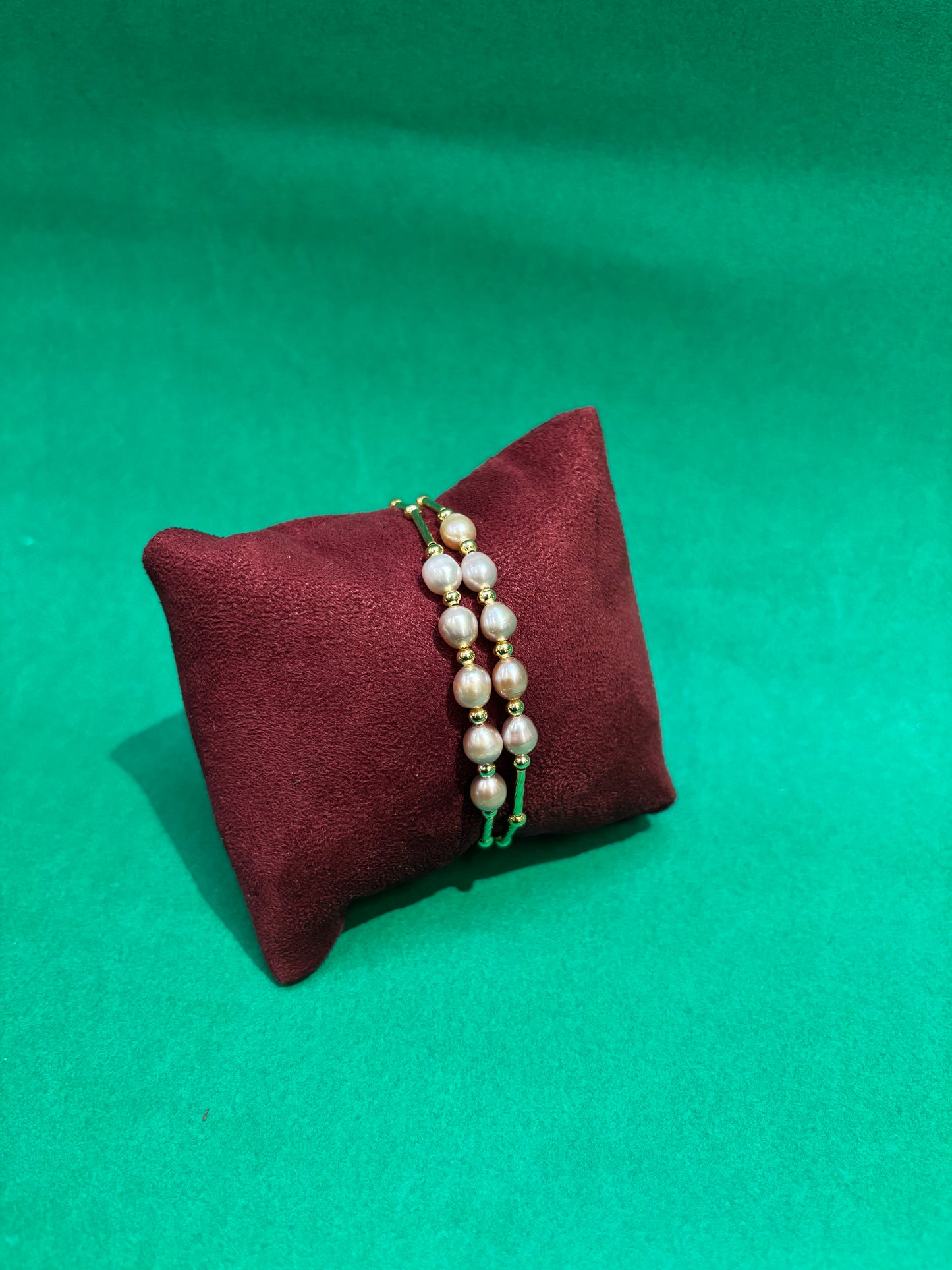 Double Strand Freshwater Pearl Bracelet with Gold-Tone Spacers