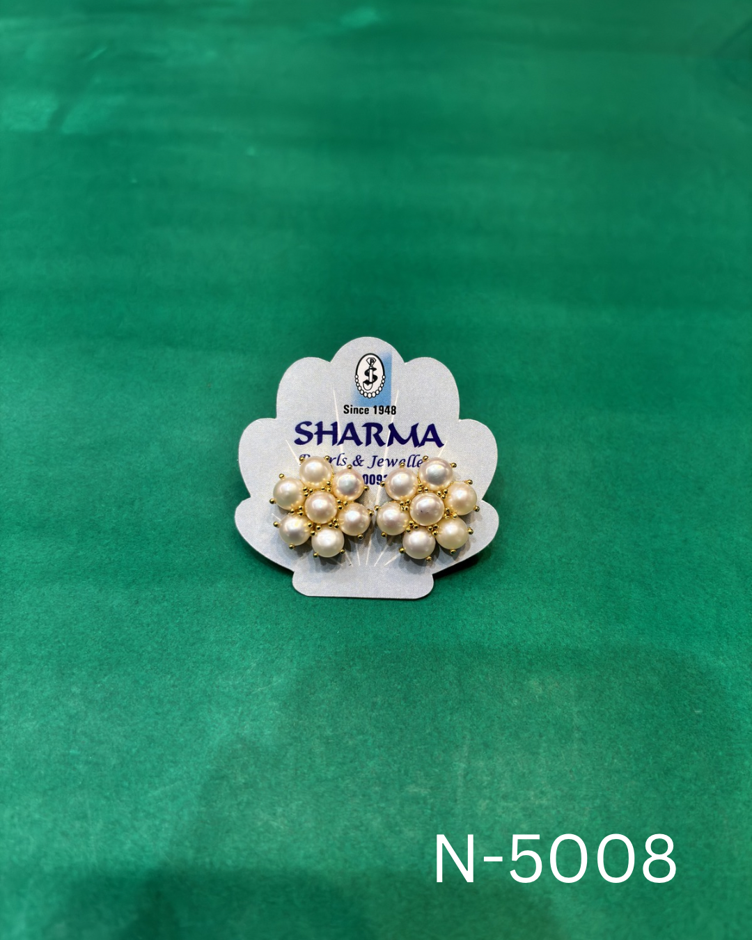 Freshwater Pearl Floral Cluster Stud Earrings – Gold Finish