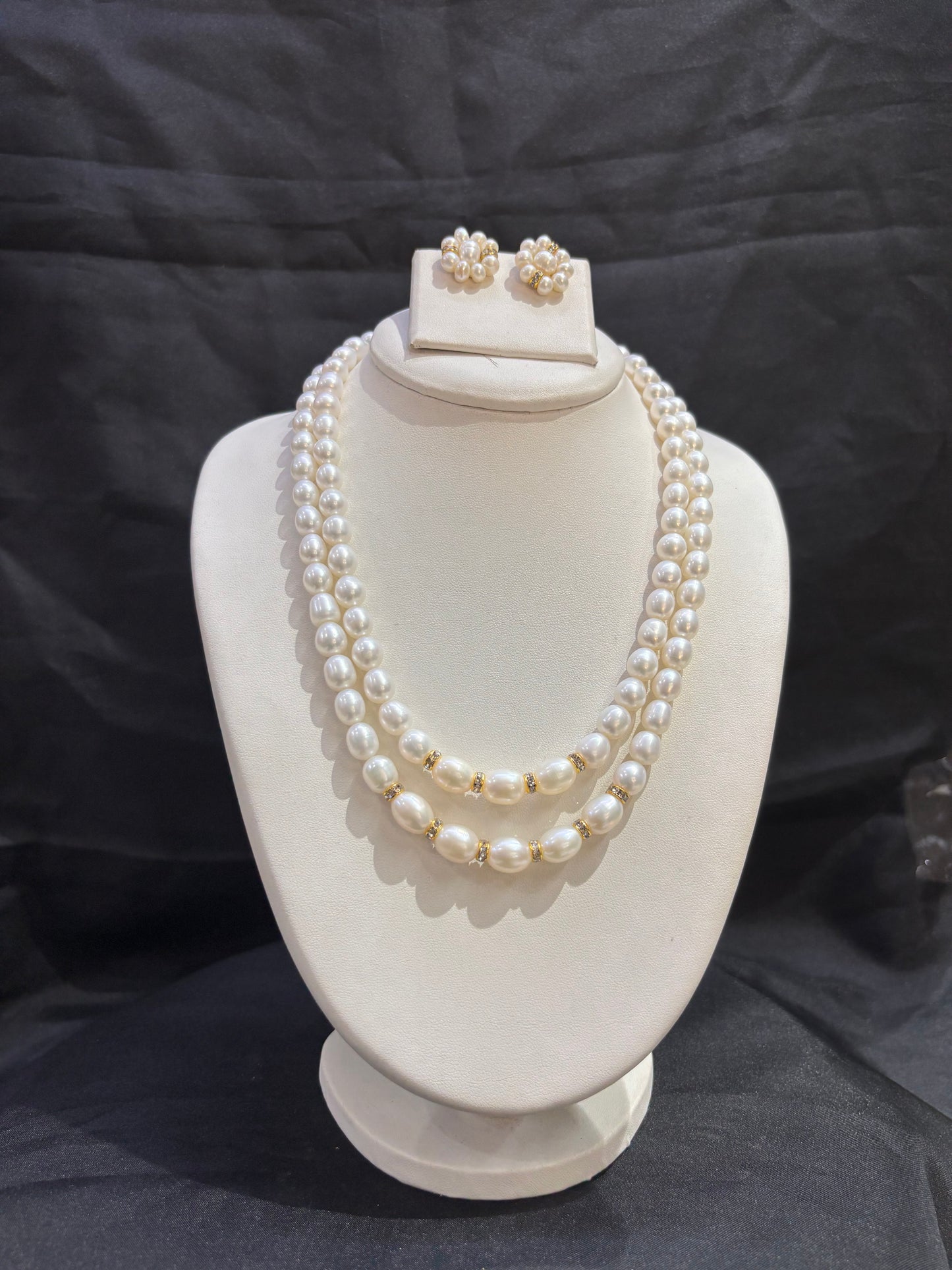 Luxury Double Layer Baroque Freshwater Pearl Necklace Set
