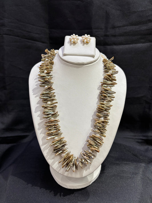 Multicolor Keshi Pearl Long Necklace Set – Code 50070
