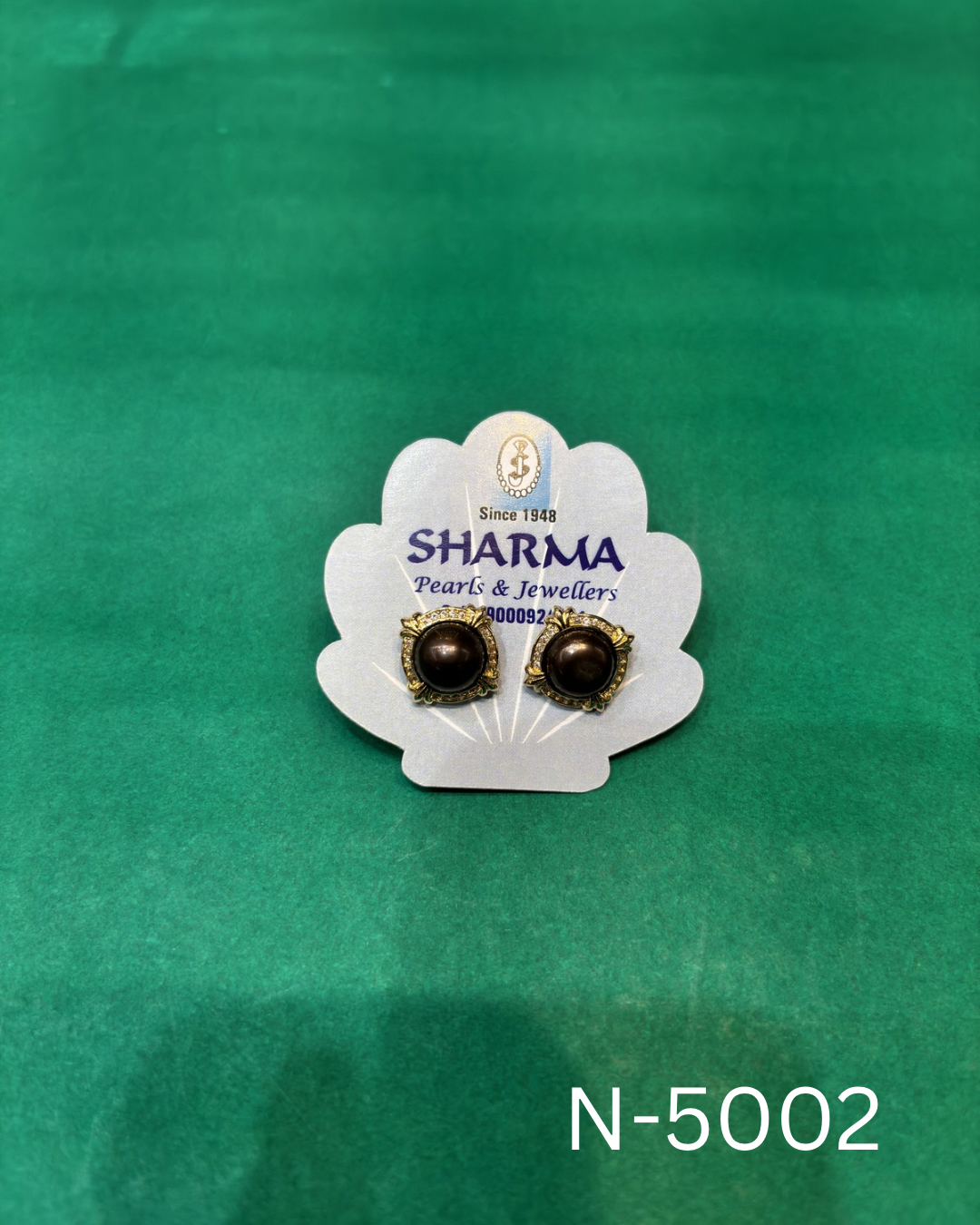 Black Freshwater Pearl Stud Earrings – Vintage Gold Finish