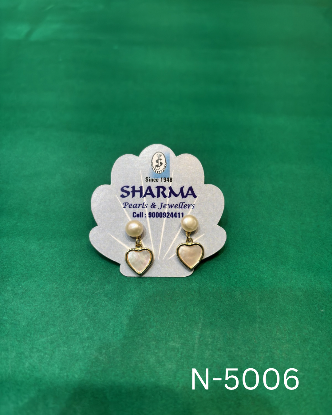 Mother of Pearl Heart Drop Earrings – Gold Finish