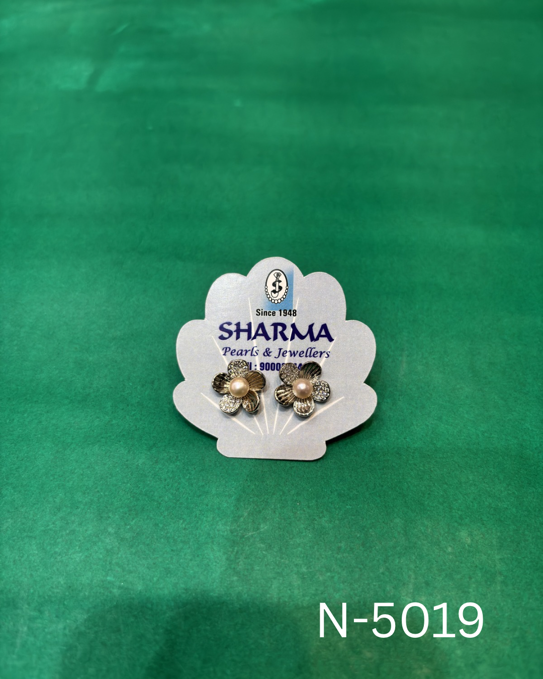 Freshwater Pearl Floral Crystal Stud Earrings