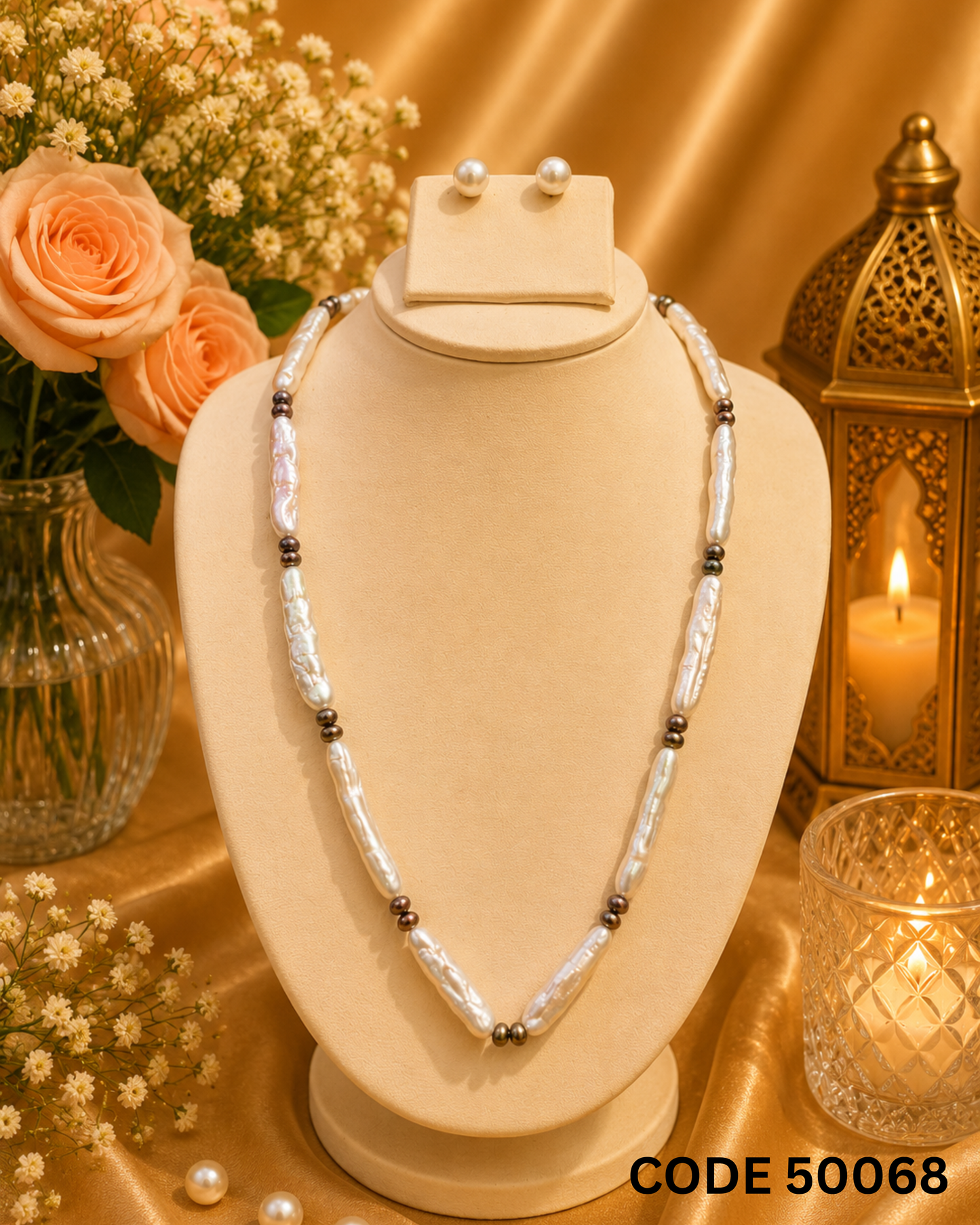 Long Stick Pearl Necklace Set – Code 50068