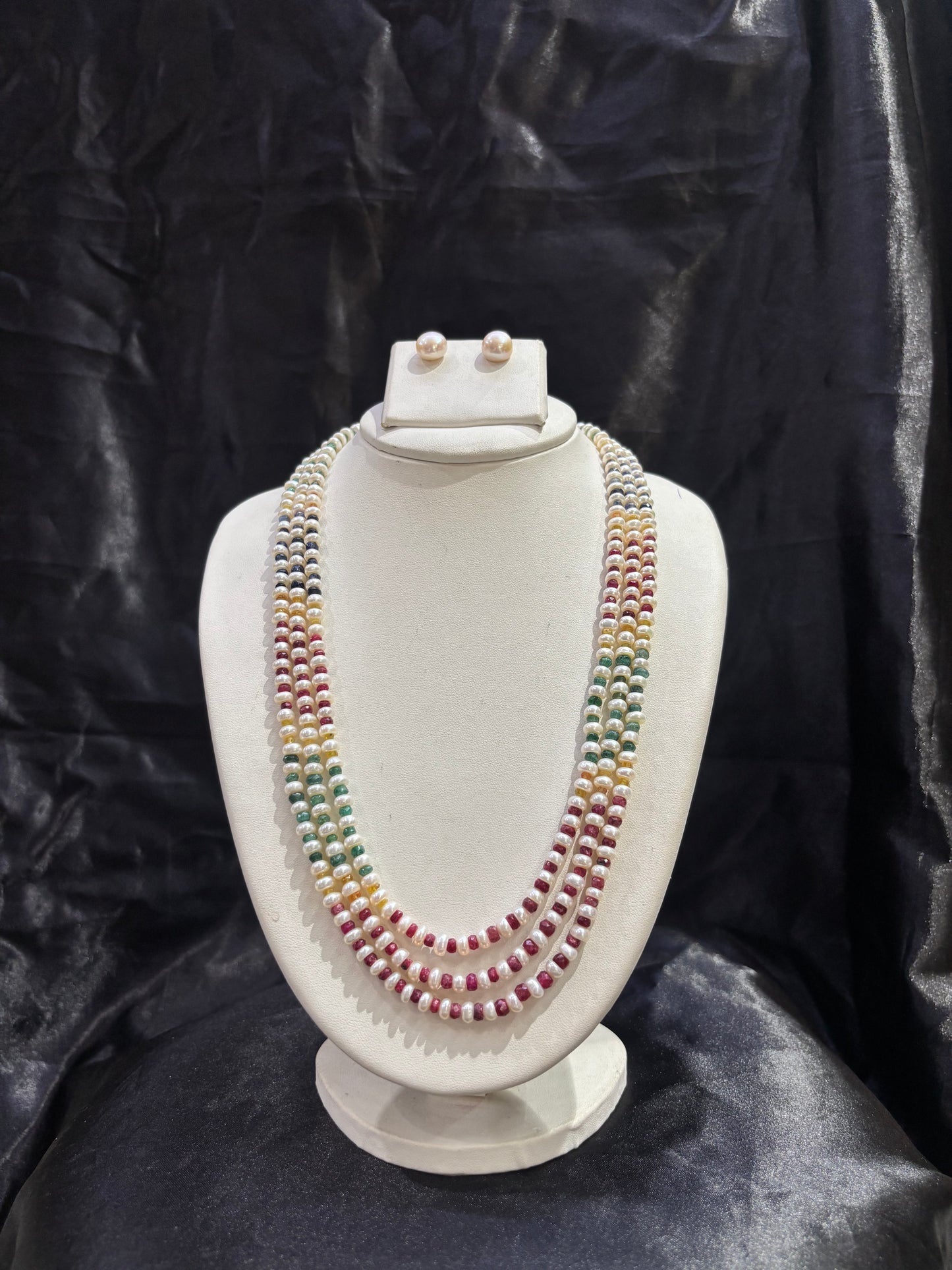 Traditional Multi-Color Pearl Mala Necklace Set