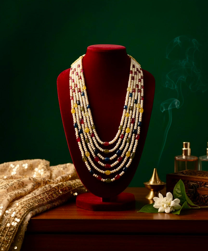 Royal Multi-Layer Pearl Beaded Necklace Set