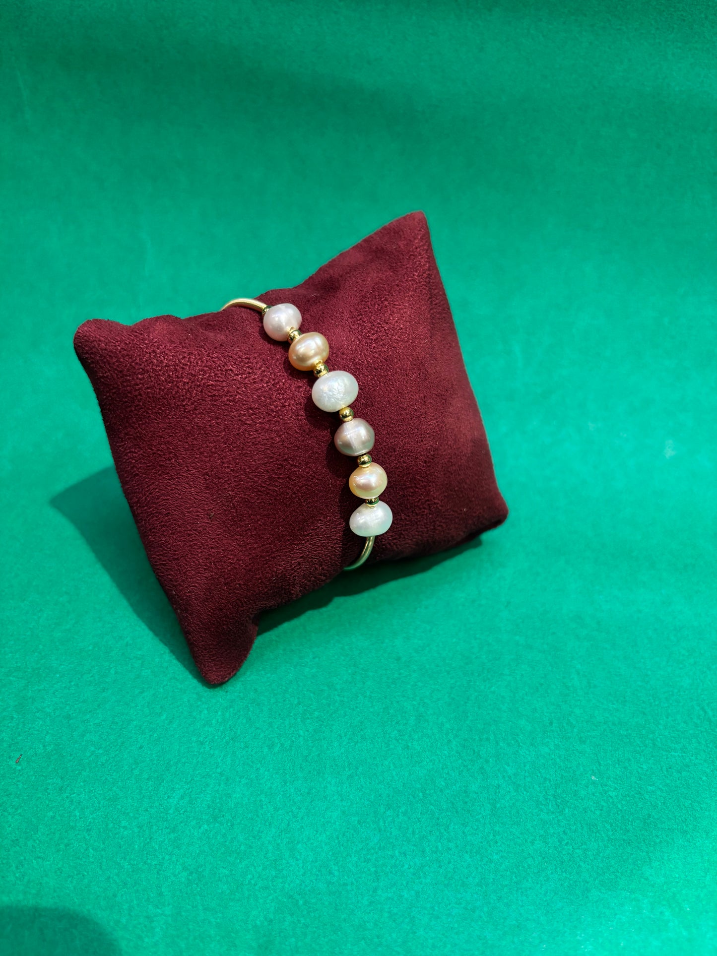 Minimalist Freshwater Pearl Open Cuff Bracelet – Gold Finish
