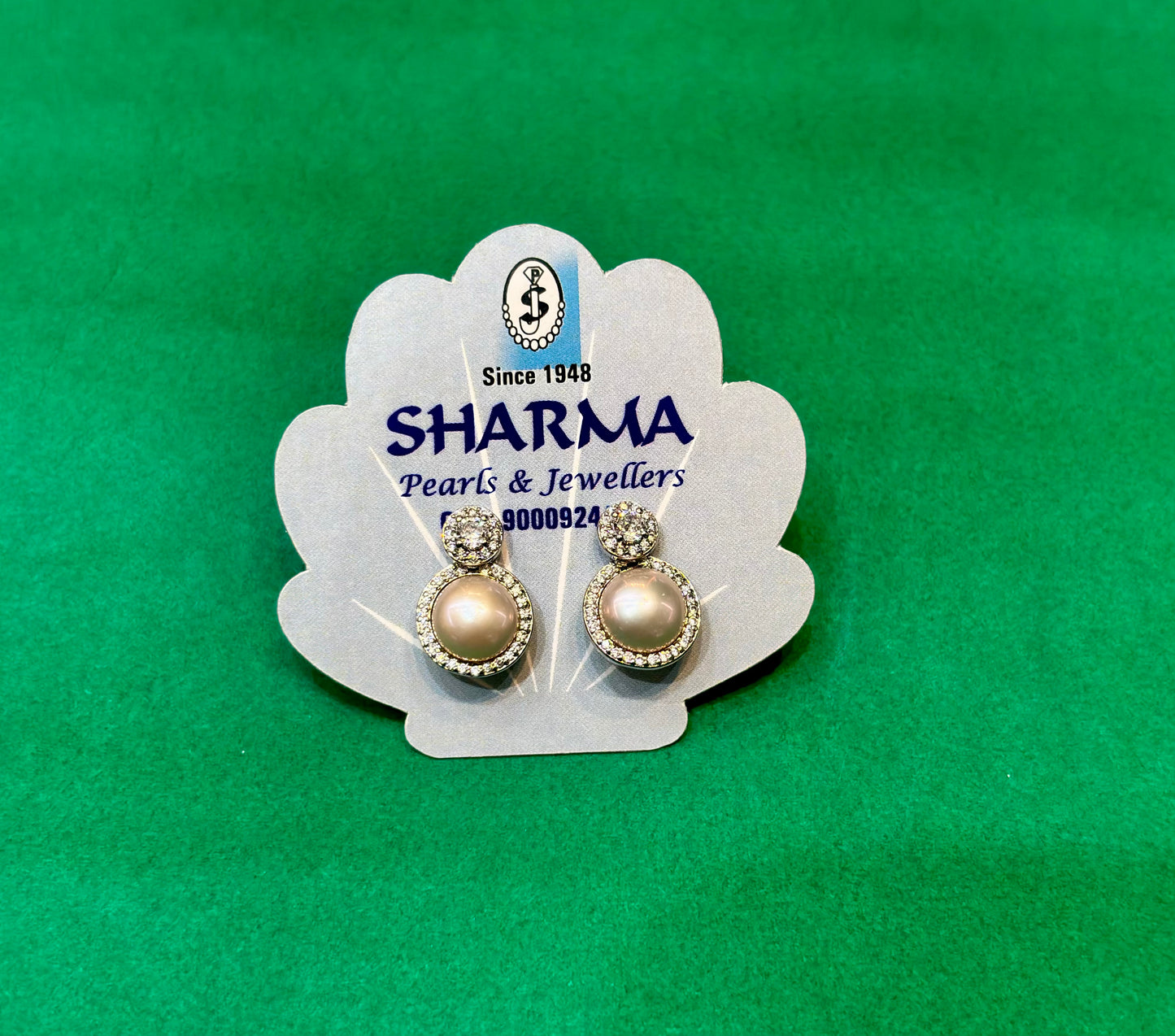 Freshwater Pearl Halo Drop Stud Earrings
