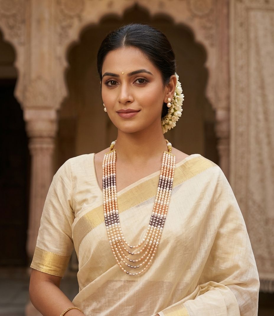 Exotic exclusive 5layer Rainbow pearls long Haar
