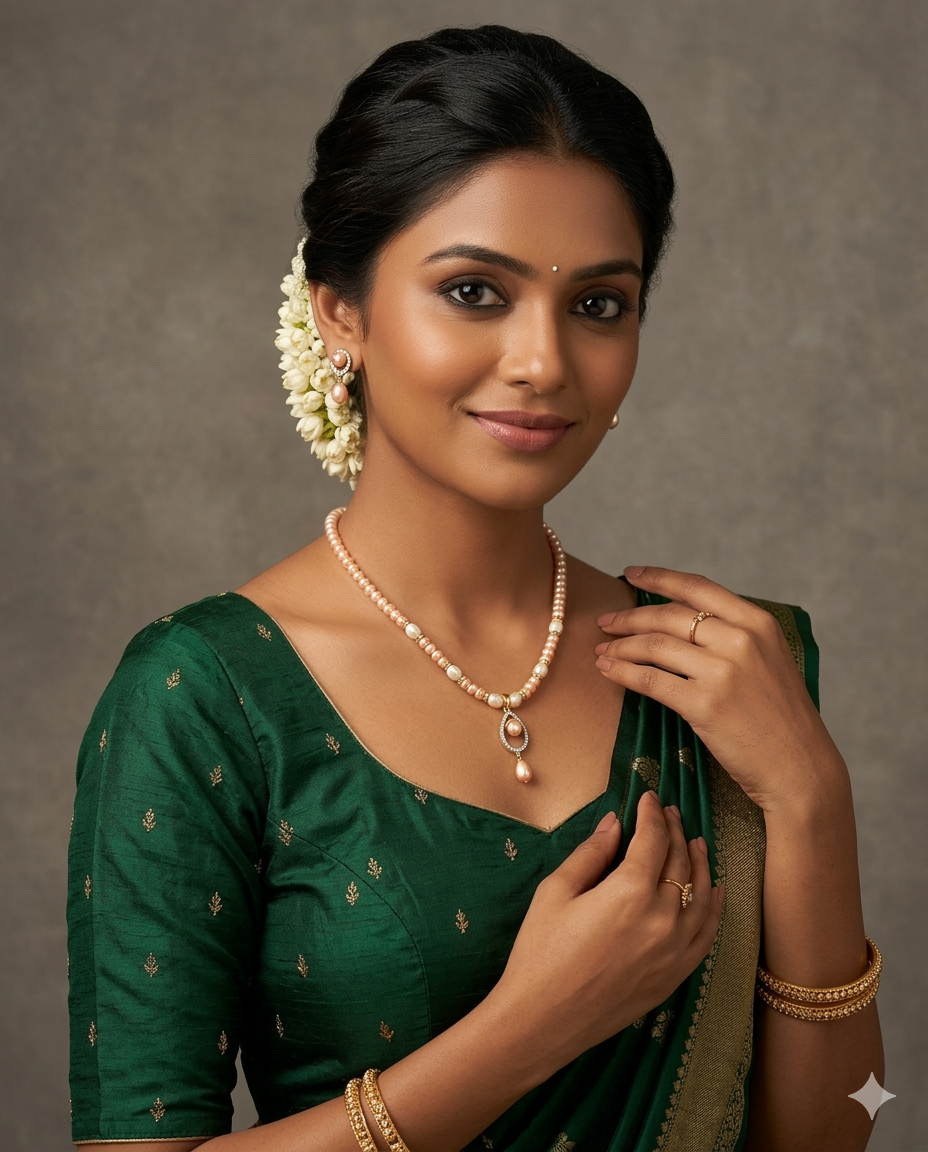 Elegant Pink Pearl Pendant Necklace Set