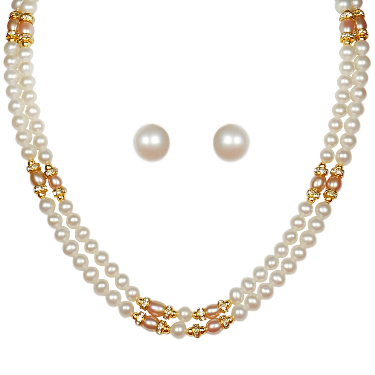 Freshwater Real Pearl Necklace with Stud Earrings