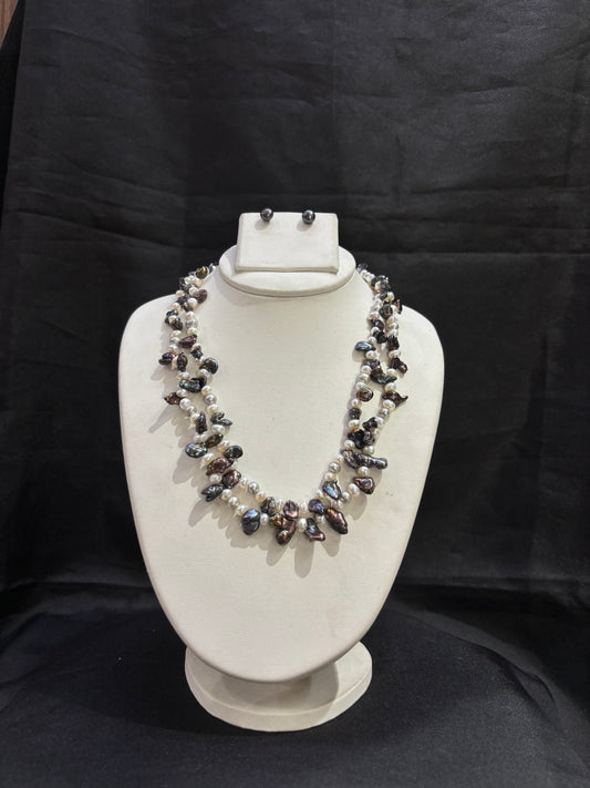 Multi-Layer Peacock Baroque Pearl Necklace Set