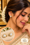 Classic Pearl Gold Stud Earrings – Code 7014