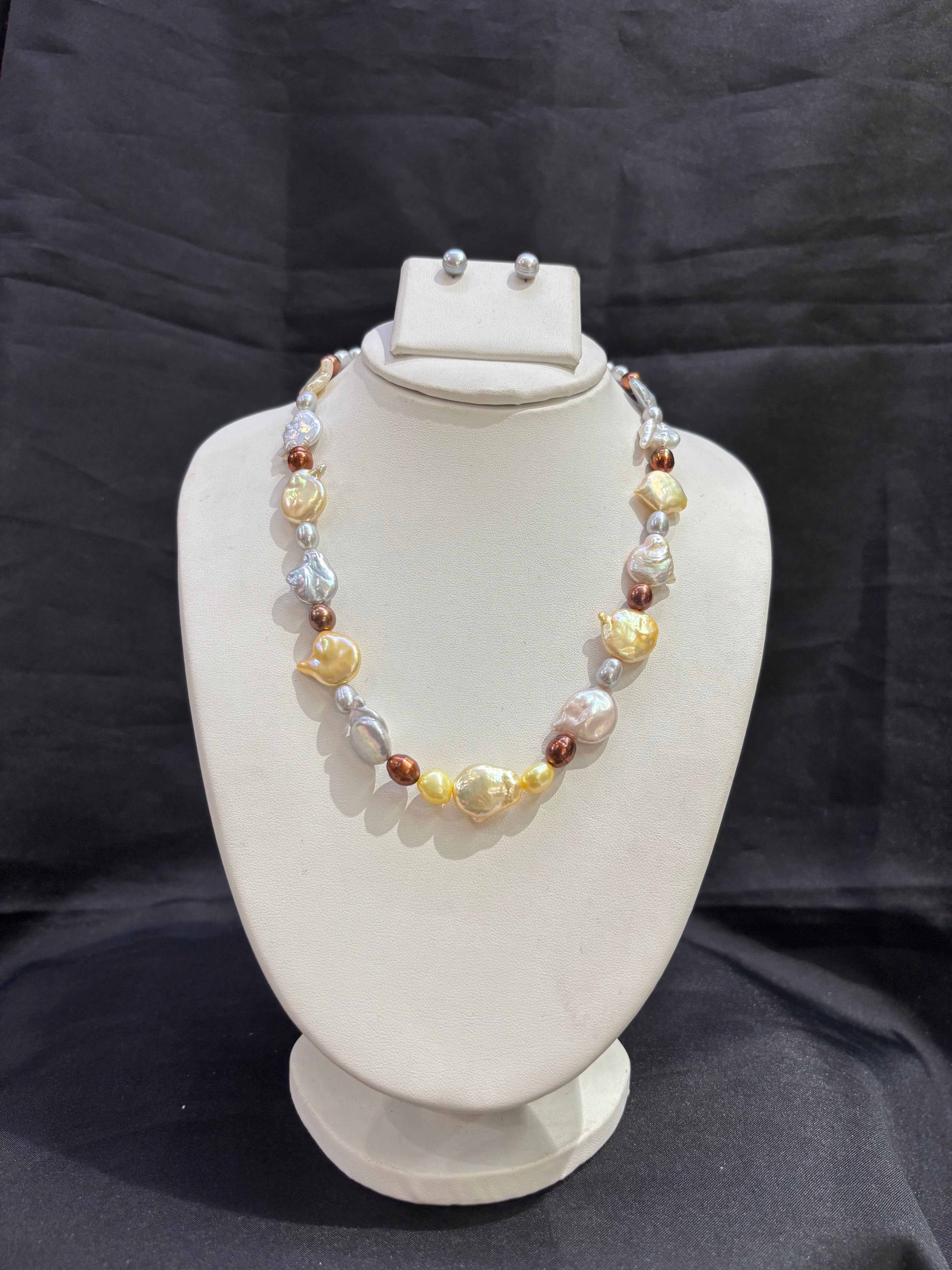 Multicolor Baroque Freshwater Pearl Necklace Set