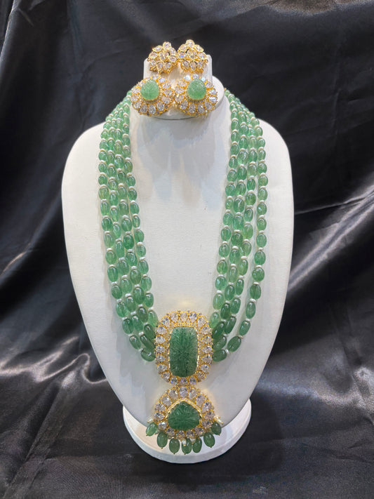 Emerald Long Haar with Real Pearls – Certified Jewellery
