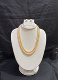 Classic Double Layer Golden Freshwater Pearl Necklace Set