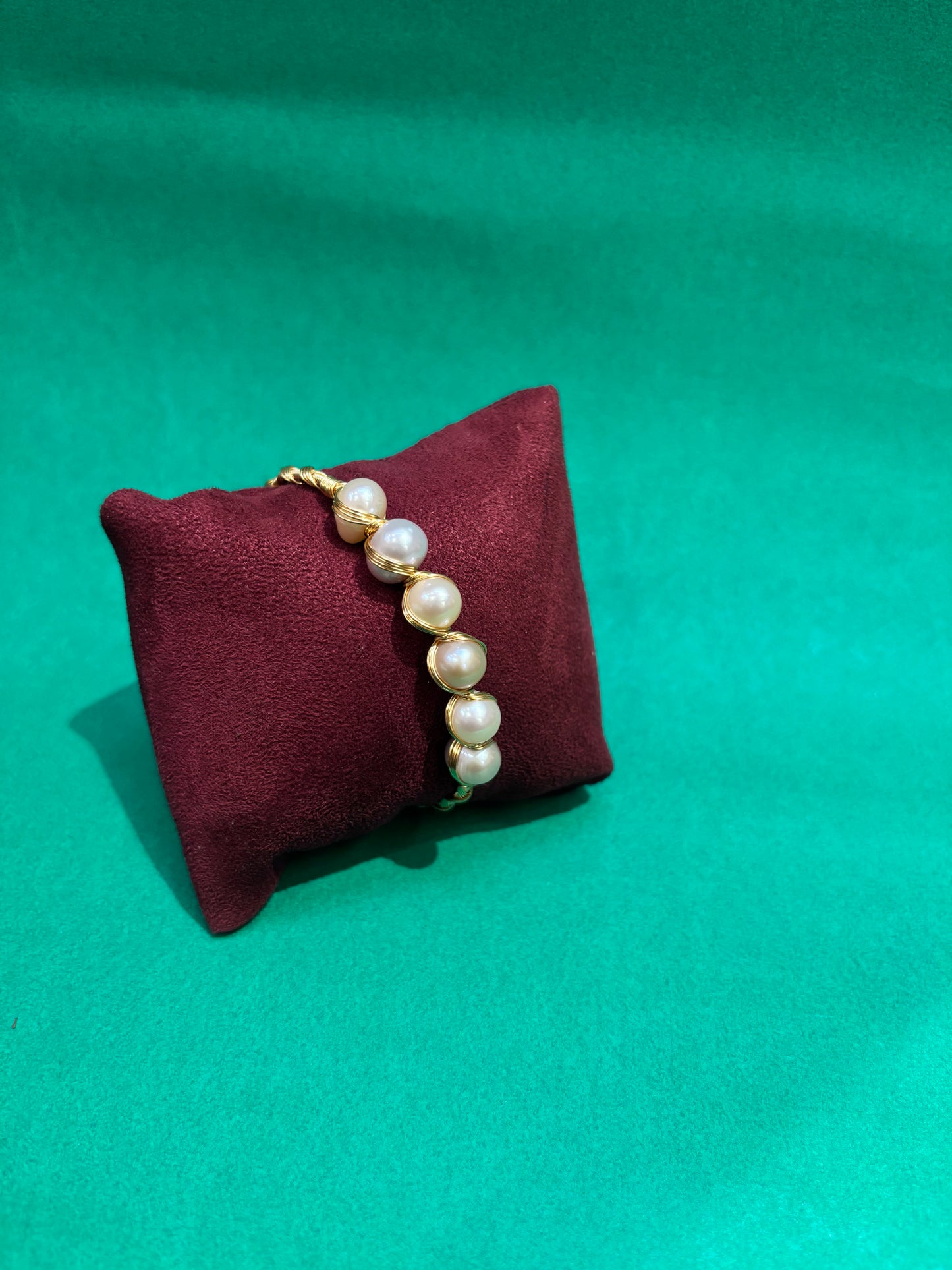 Handcrafted Freshwater Pearl Wire-Wrapped Bracelet