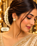 Golden Pearl Floral Stud Earrings