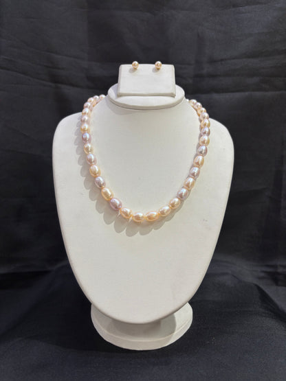Premium Oval Freshwater Pearl Necklace Set – Code 50057