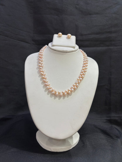 Peach Freshwater Pearl Necklace Set – Code 50062