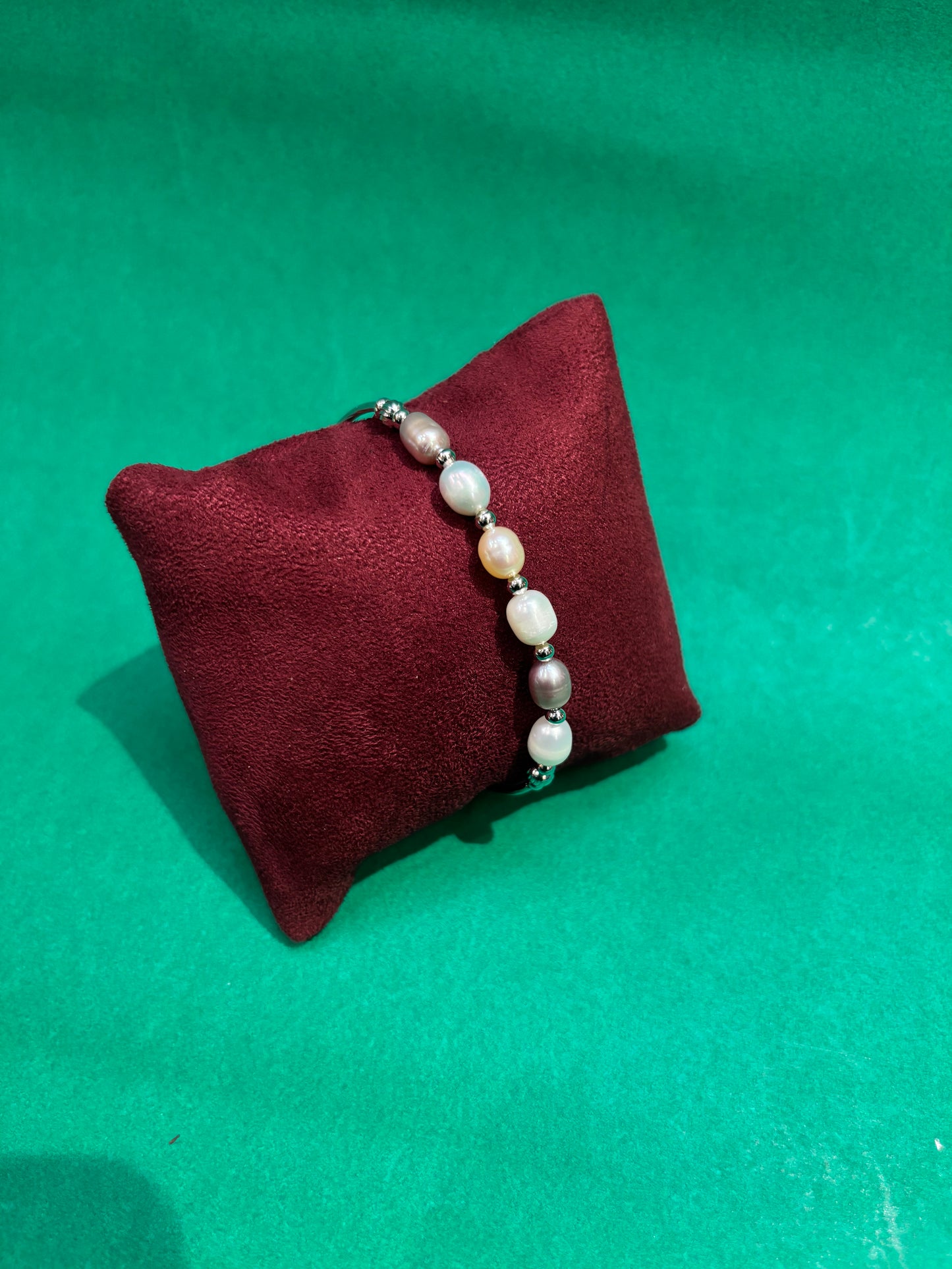 Multicolor Freshwater Pearl Stretch Bracelet – Silver Accents
