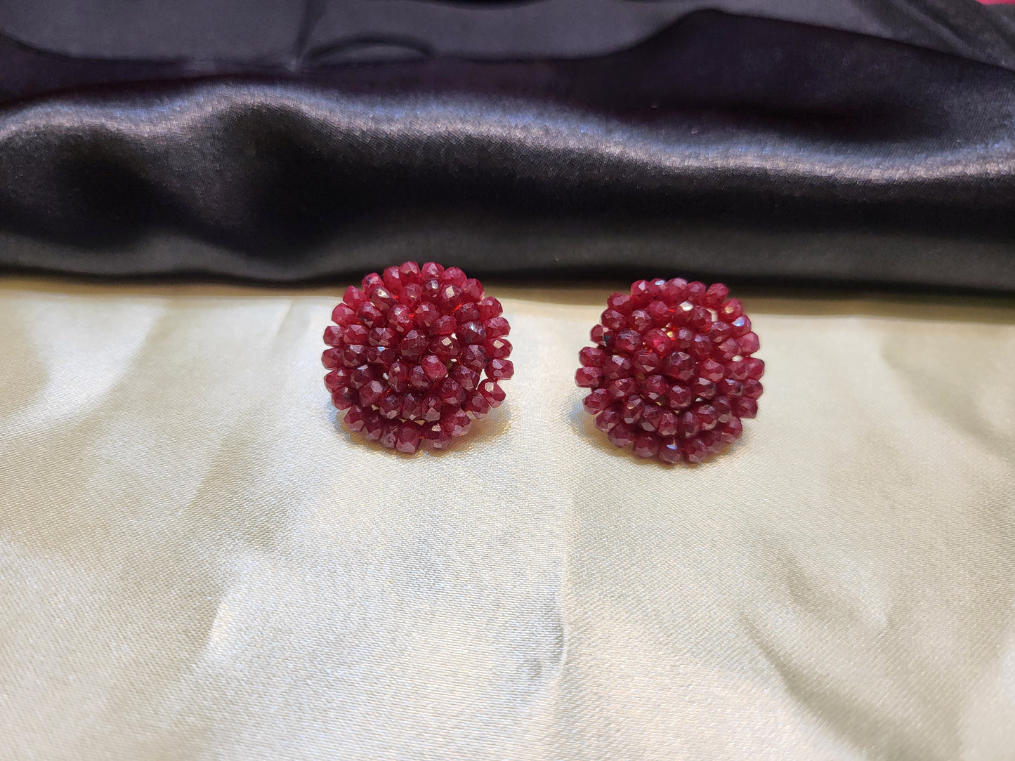 Ruby Gem Beads Earrings