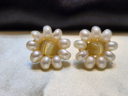 Pearl & Monalisa Flower Earrings