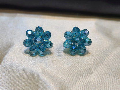 Everyday Blue Crystal Flower Earrings