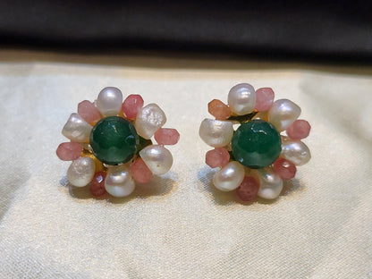 Real Pearl & Semi Beads Earrings Multi Colour