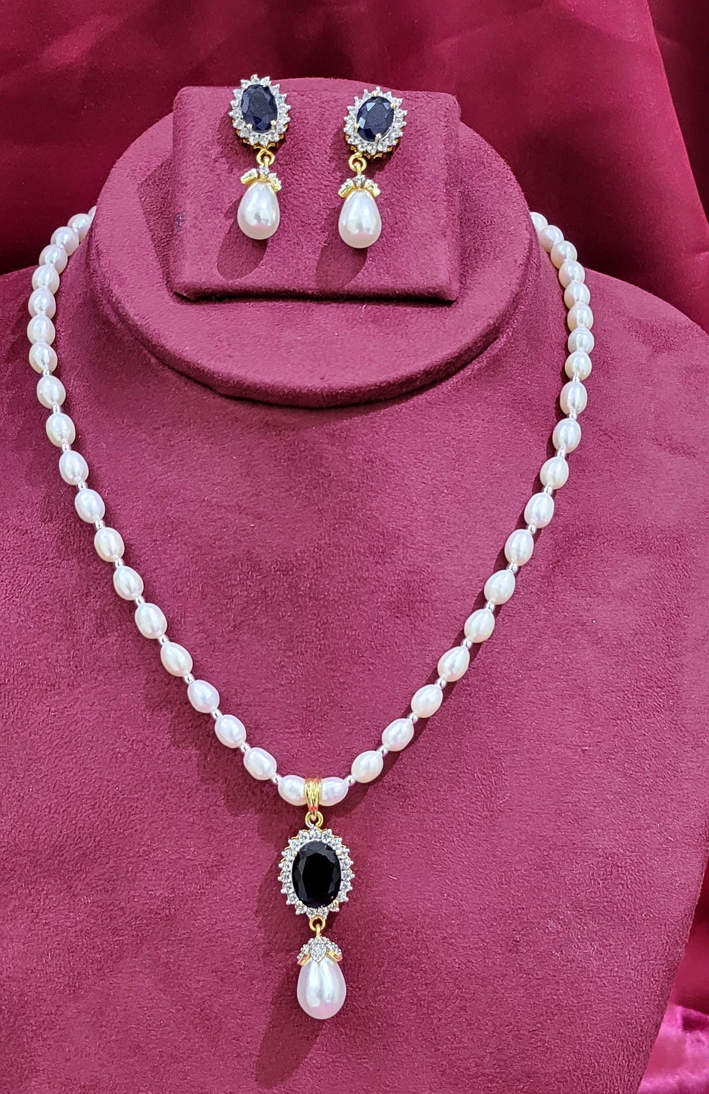 Elegant Freshwater Real Pearl Necklace with Earrings | Available in 4 Colours