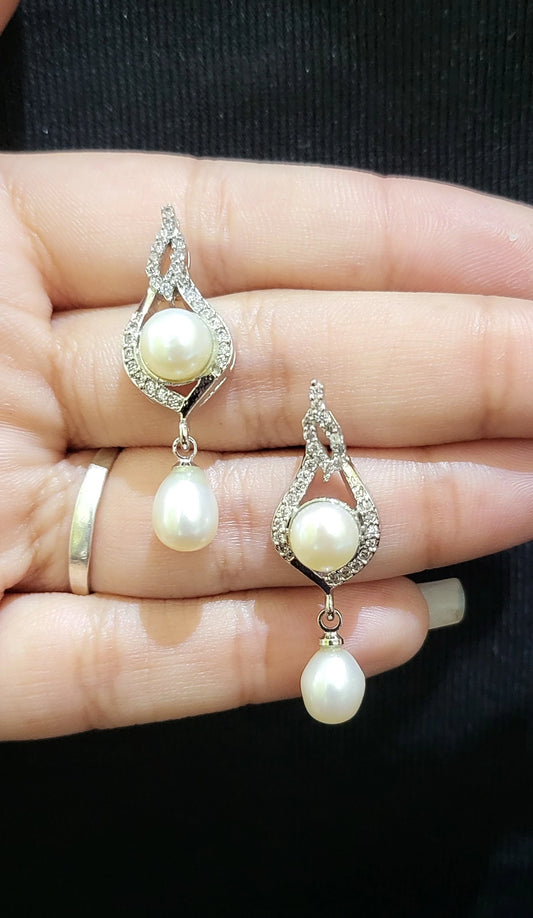 Drop Fresh Pearl Earrings | Freshwater Real Pearls