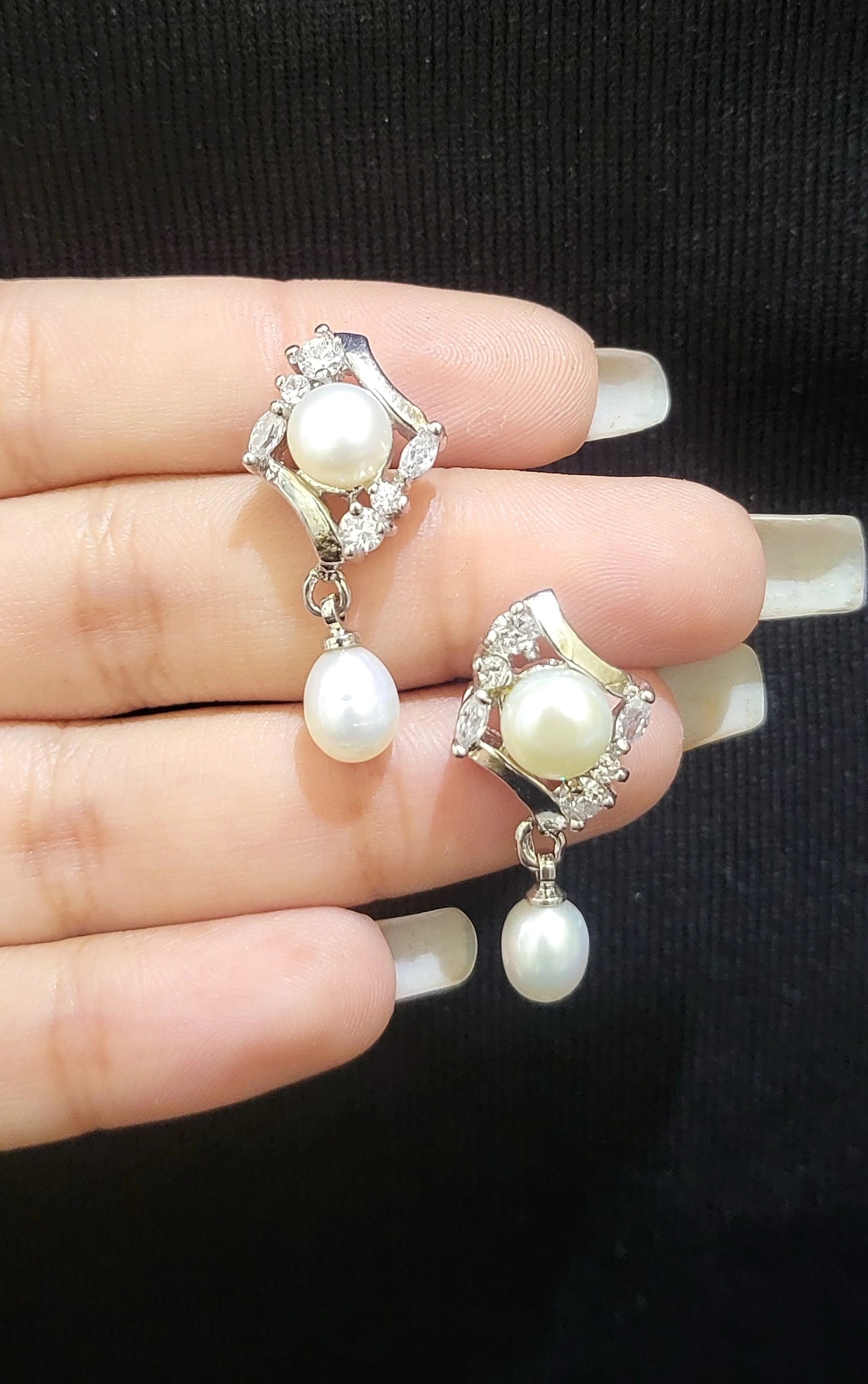 Silver Fresh Pearl Earrings | Freshwater Real Pearls