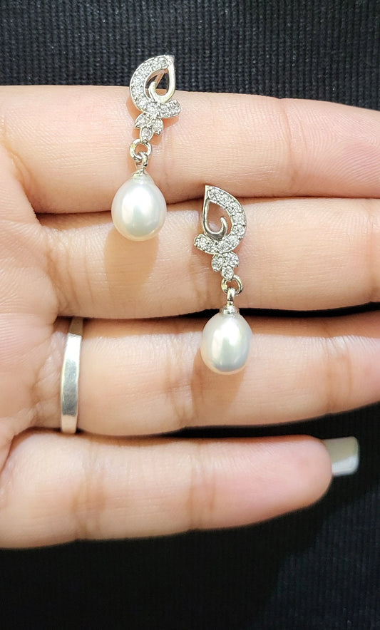 Cute Silver Fresh Pearl Earrings | Freshwater Real Pearls