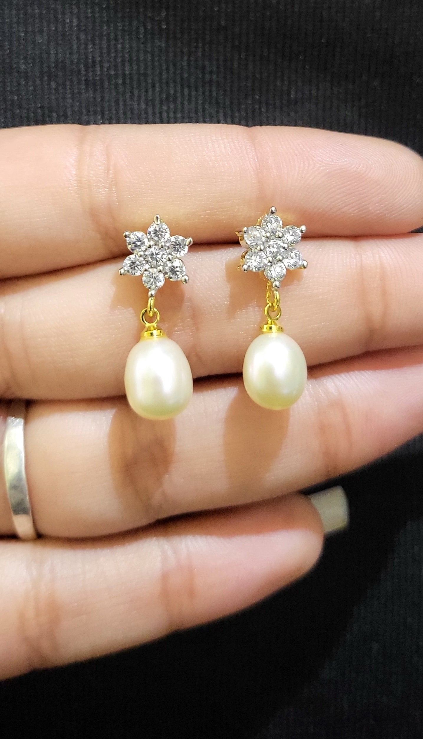 Star Drop Fresh Pearl Earrings | Freshwater Real Pearls