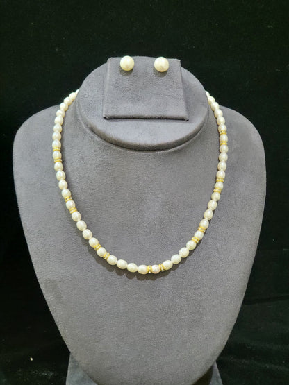 Evergreen White Pearl Single Layer Set | Classic Real Pearl Necklace