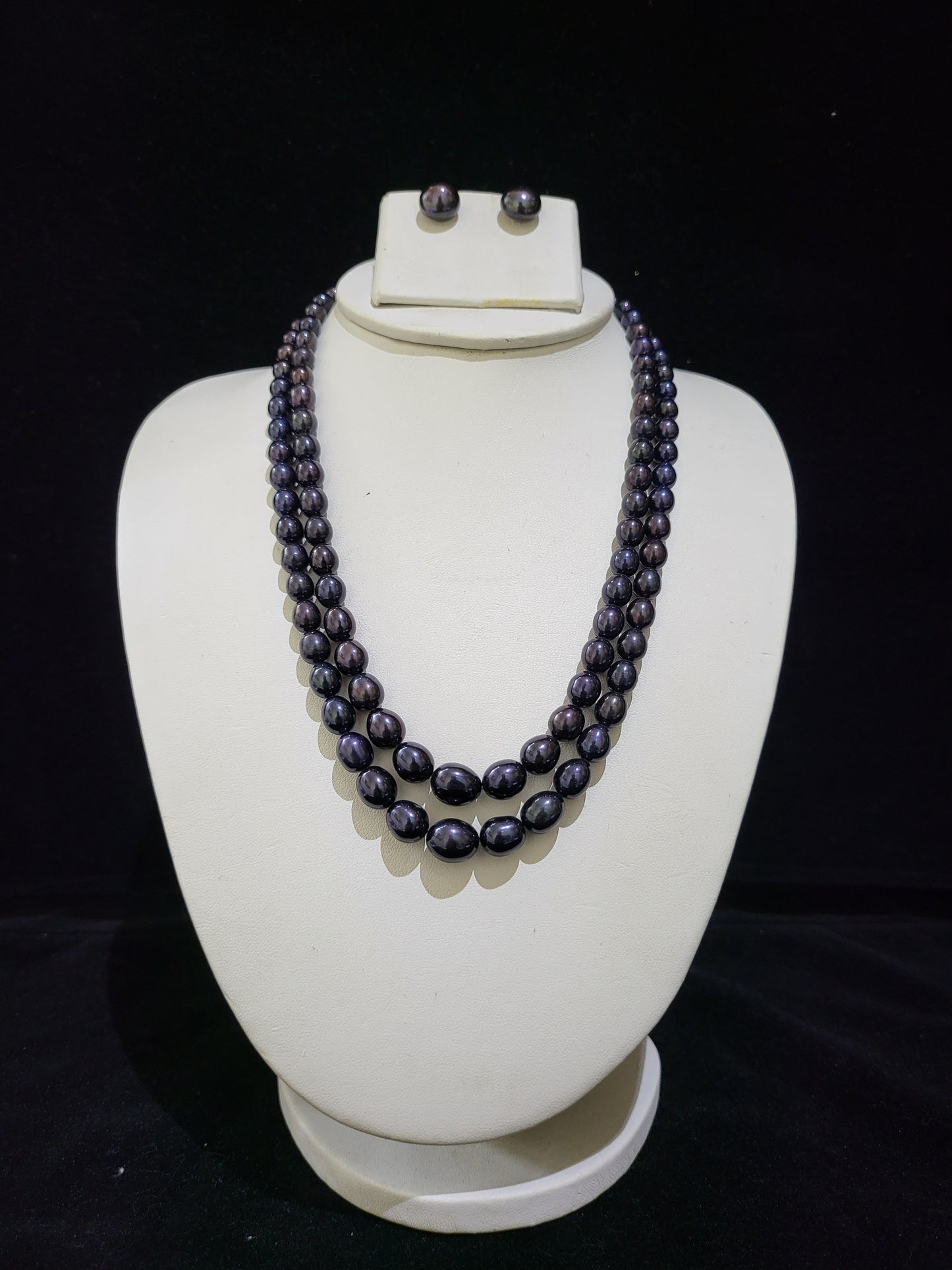 Black Double Layer Freshwater Real Pearl Necklace