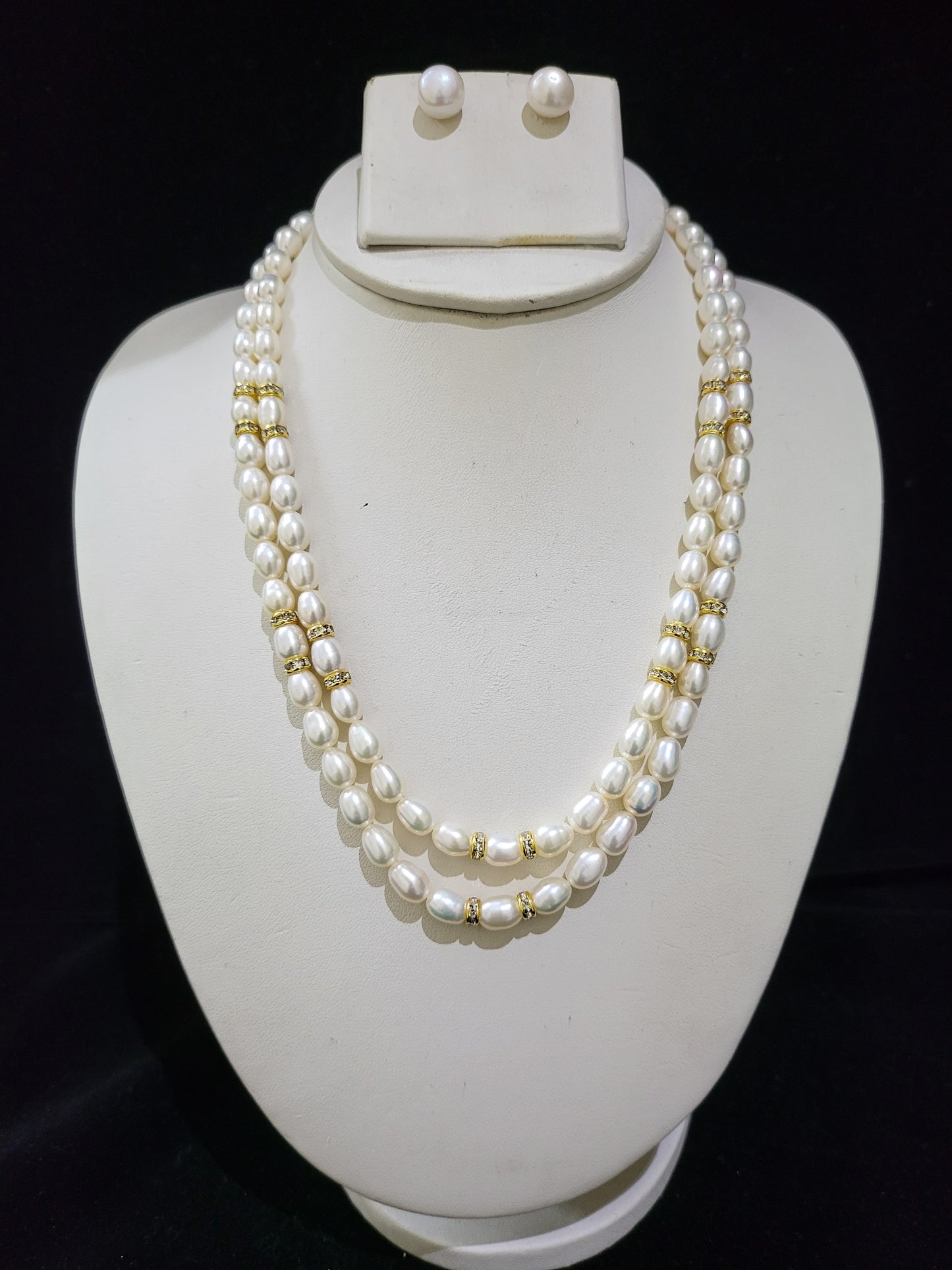 Double Layer Real Pearls Necklace | White Pearls only