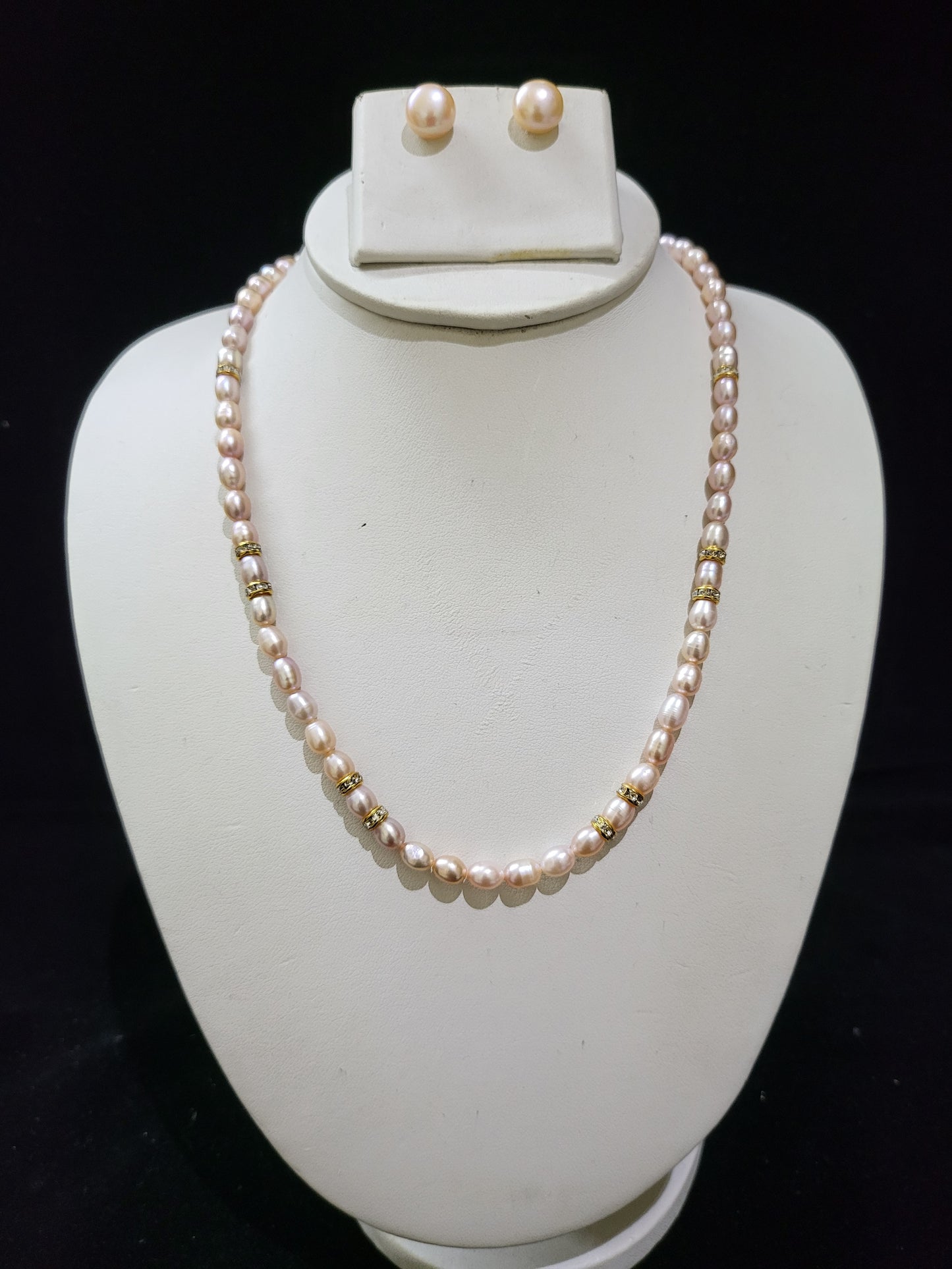 Single Layer Real Pearls Necklace | Peach Oval Pearls