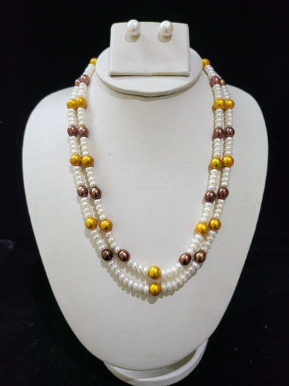 Yellow & Brown Real Pearls Necklace