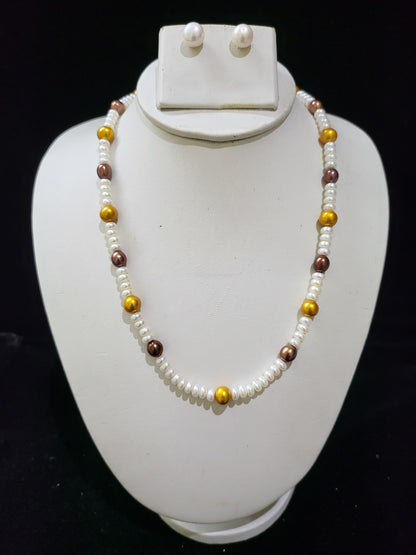 Yellow & Brown Real Pearls Necklace