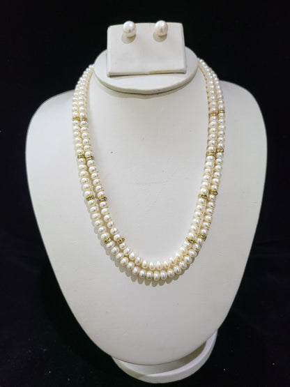 Premium Double Layer Real Pearls Necklace | White pearls only