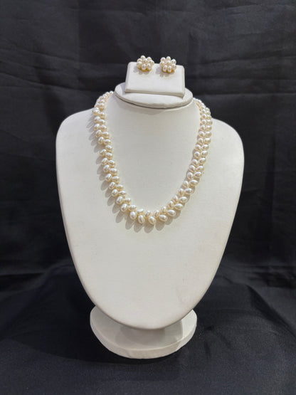 Premium Rice Pearl Double-Line Necklace Set – Code 50056