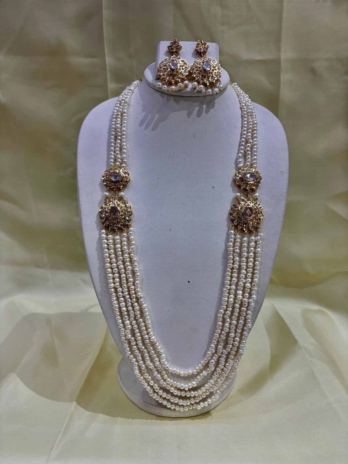 White Freshwater Pearl Multi-Strand Necklace Set