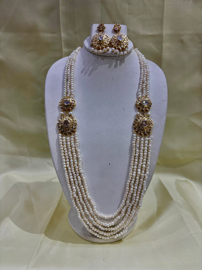 White Freshwater Pearl Multi-Strand Necklace Set